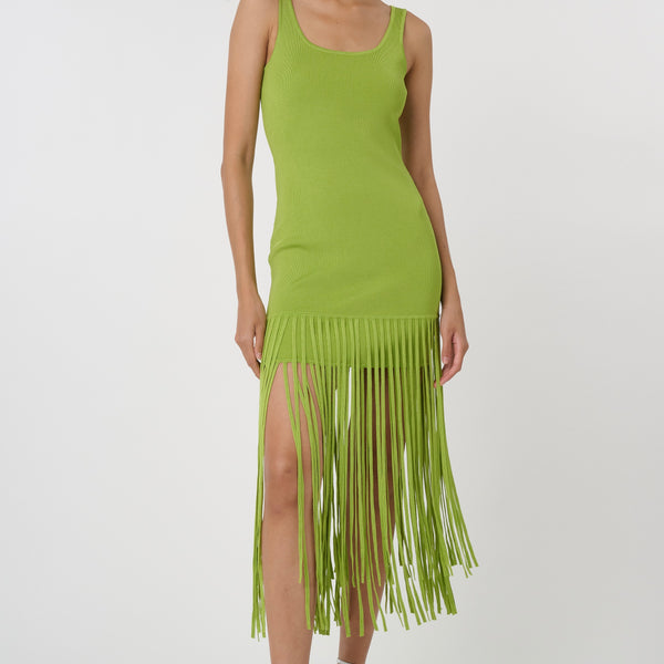 lime green fringe dress Toccin Women's Roxanne Scoop Neck - - Size M Color:Cream(Pre-Sale 30days) Beading with fringe accents Sophisticated slit dress La Femme 29830 Champagne