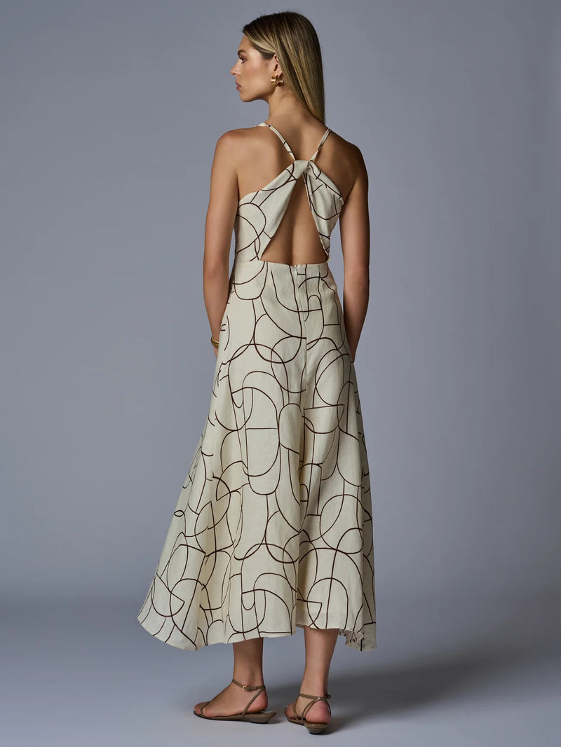 Hevron - Wyeth Dress - Brown Geo Print