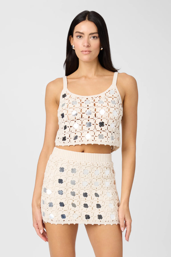 Toccin - Bristol Crochet Mirror Tank - Ivory