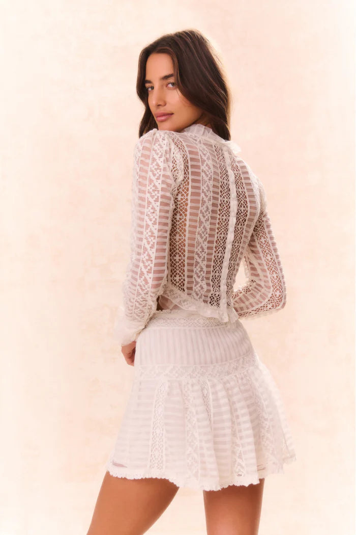 Loveshackfancy - Etheline Crochet Lace Long Sleeve Top - Cream