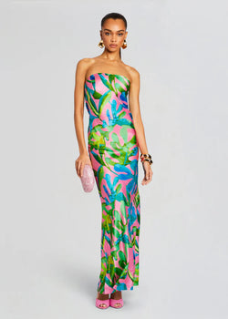 Retrofete - Keaton Silk Dress - Jade Tropical Leaf