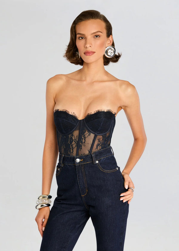 Retrofete - Otto Lace Bodysuit - Navy