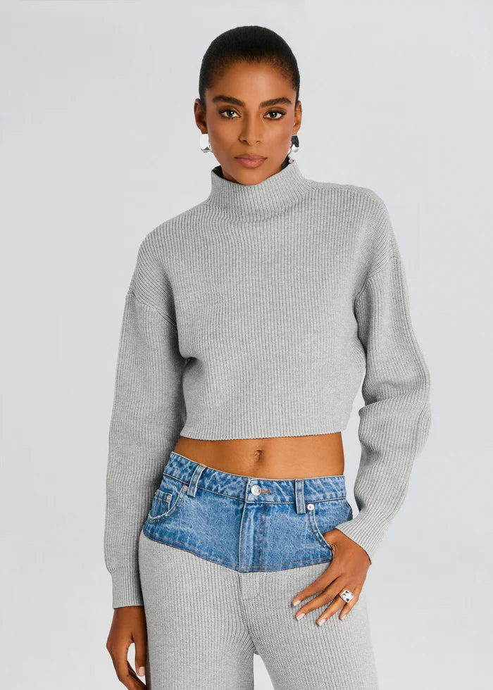 SER.O.YA - Carmen Mid Cropped Sweater - Grey