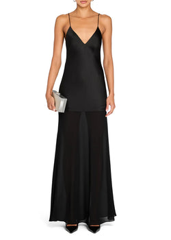 SER.O.YA - Vienna Satin Maxi Dress - Black