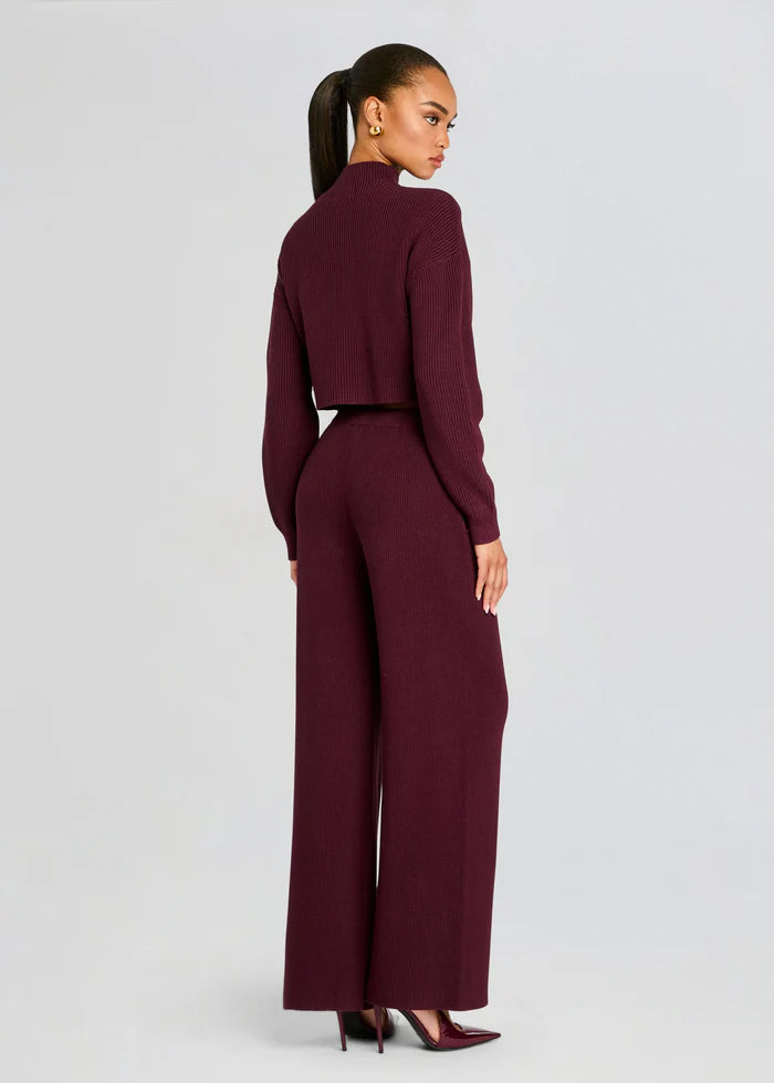 SER.O.YA - Carmen Mid Cropped Sweater - Merlot