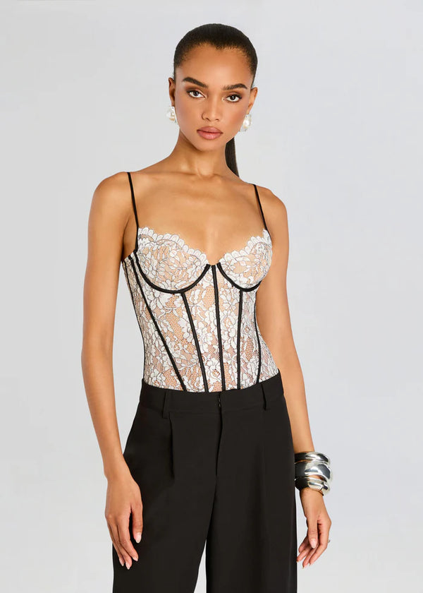 Retrofete - Lovisa Corset Bodysuit - Black/White