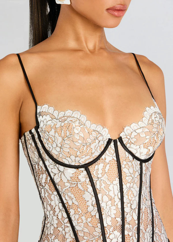 Retrofete - Lovisa Corset Bodysuit - Black/White