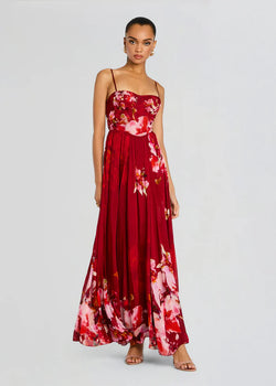 Hemant and Nandita - Tuhi Corseted Long Dress - Burgundy Mix