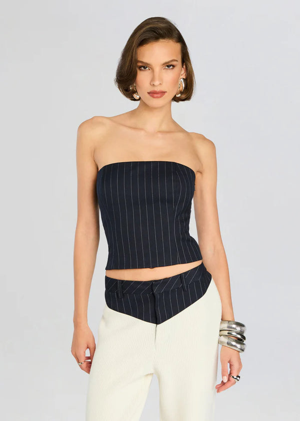 SER.O.YA - Bridgette Bustier Top - Navy Pinstripe