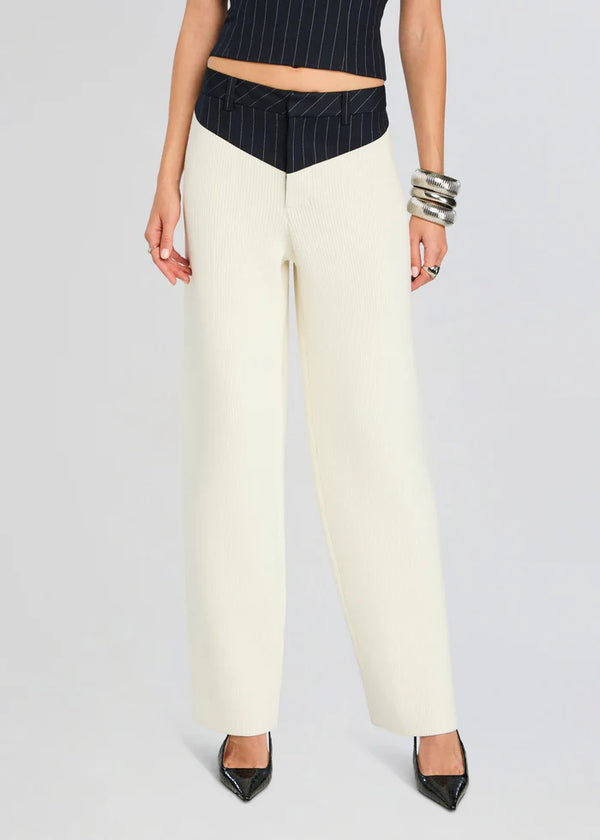 SER.O.YA - Shaina Pant - White/Navy Pinstripe