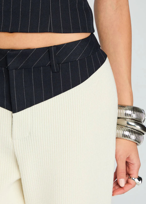 SER.O.YA - Shaina Pant - White/Navy Pinstripe