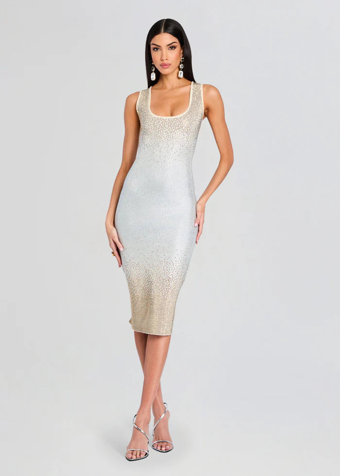 Retrofete - Essie Embellished Knit Dress - Winter White/Silver Retrofete - Essie Embellished Knit Dress - Winter White/Silver
