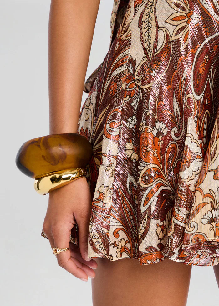 Retrofete - Alexandria Silk Dress - Terracotta Paisley