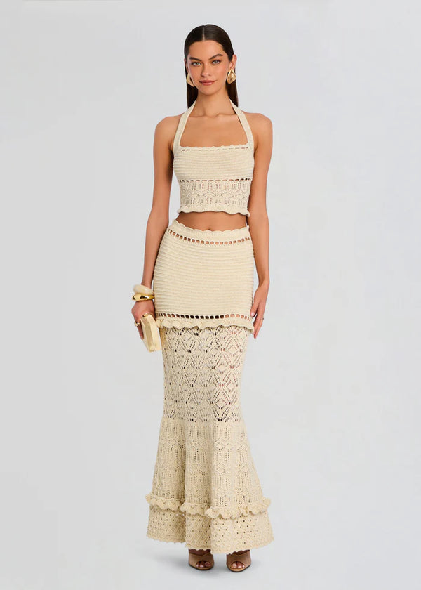 Retrofete - Magdalena Crochet Skirt - Ivory/Gold