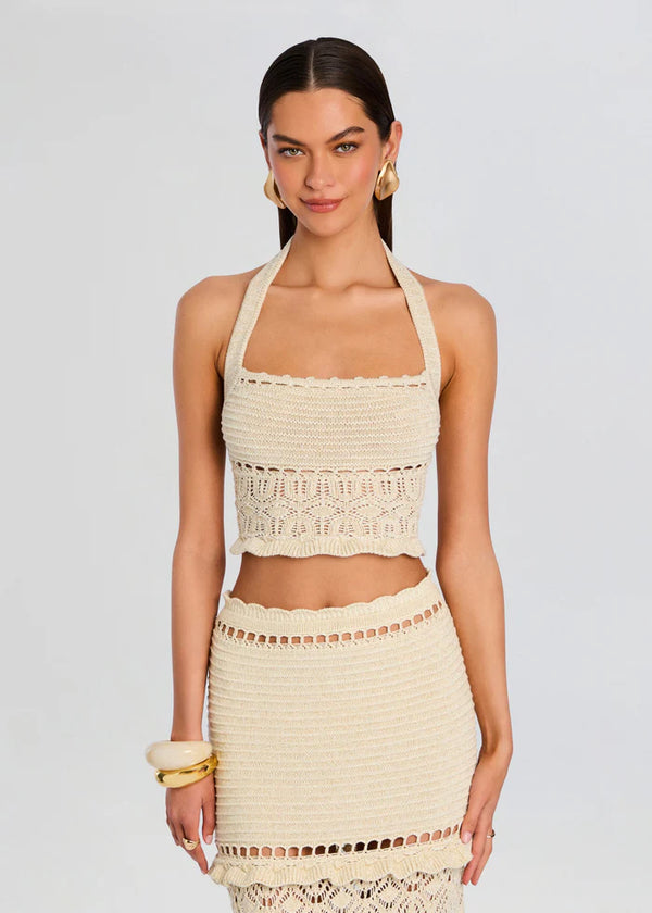 Retrofete - Soliana Crochet Top - Ivory/Gold