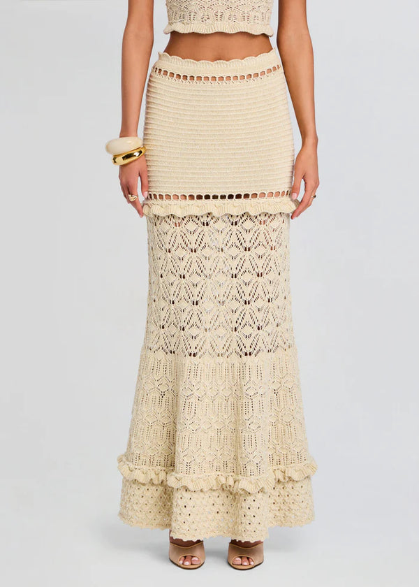 Retrofete - Magdalena Crochet Skirt - Ivory/Gold