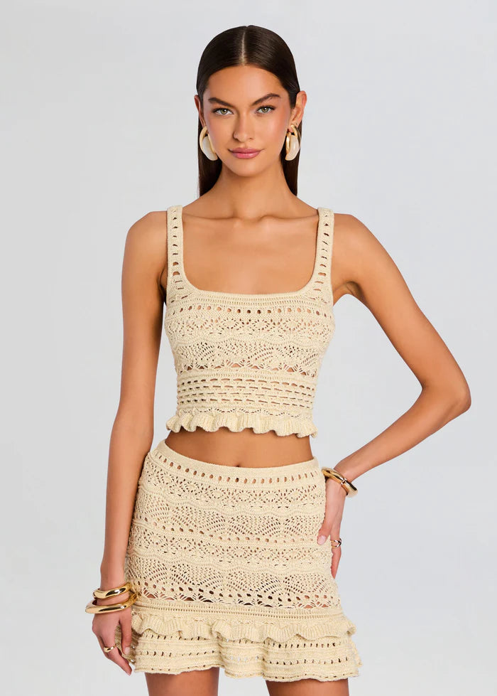 Retrofete - Damira Crochet Top - Ivory/Gold