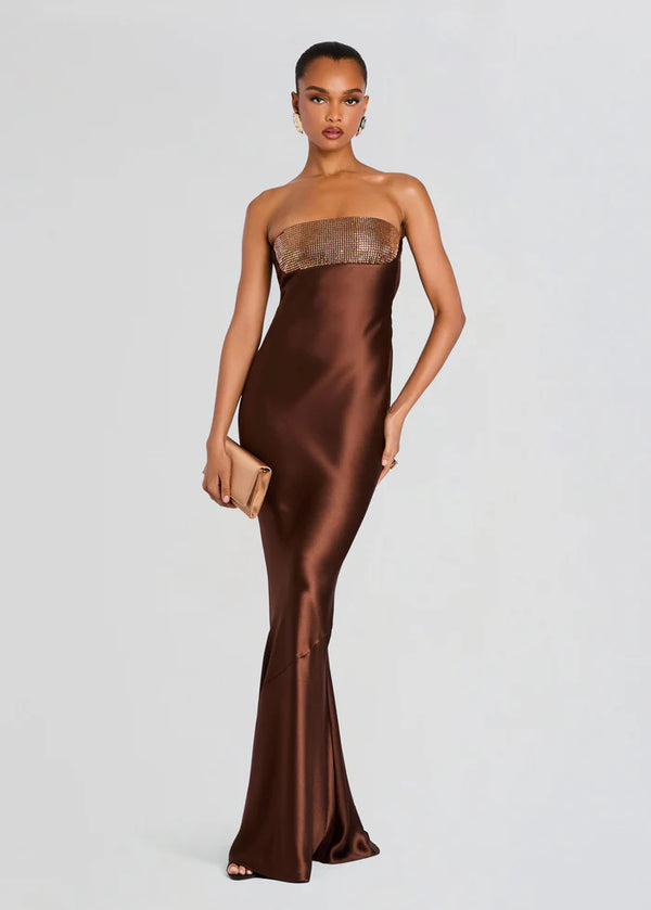 retrofete Graziella Embellished Dress in Brown