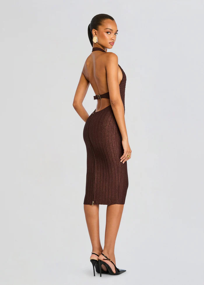 retrofete brown dress retroféte Women's Marilina Metallic Knit Dress - Brown
