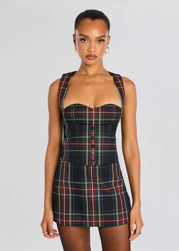 Retrofete - Donella Waistcoat - Black Tartan