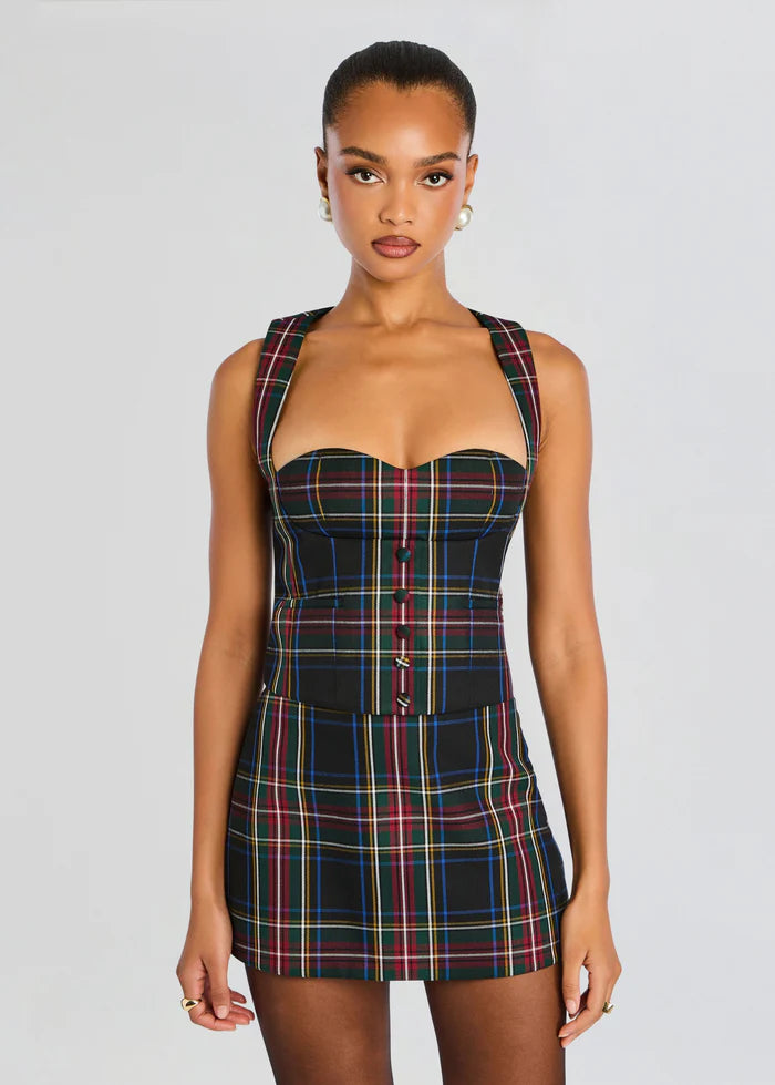 Retrofete - Donella Waistcoat - Black Tartan
