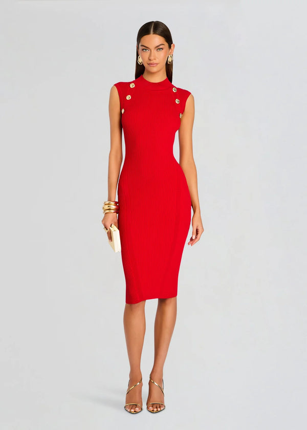 Retrofete - Nunzia Knit Dress - Metallic Fiery Red