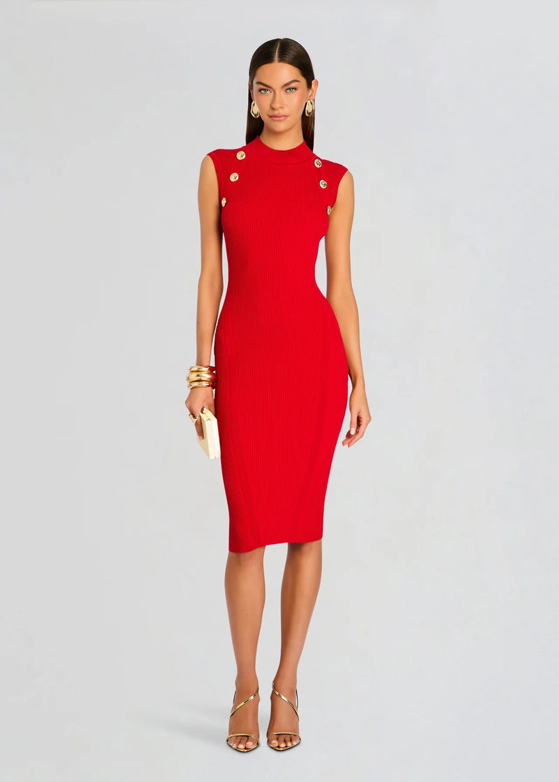 Retrofete - Nunzia Knit Dress - Metallic Fiery Red