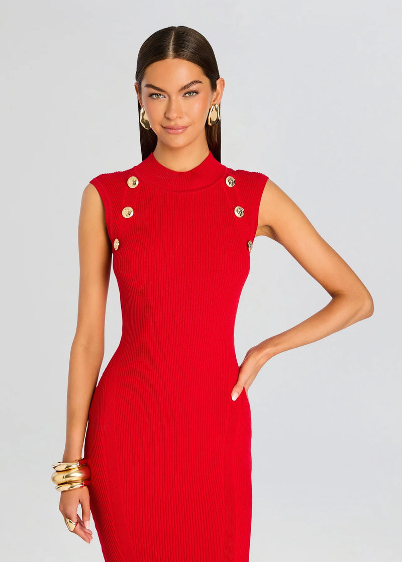 Retrofete - Nunzia Knit Dress - Metallic Fiery Red