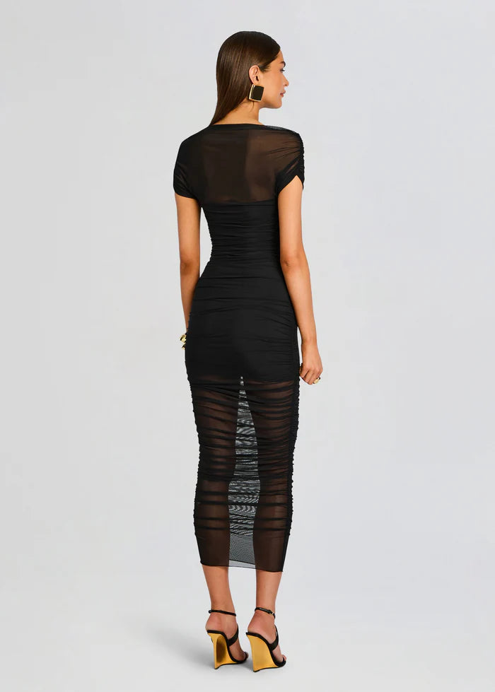 SER.O.YA - Noel Mesh Midi Dress - Black