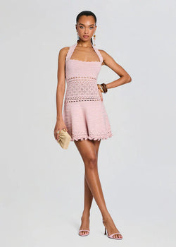 retrofete Agnie Crochet Dress in Pink