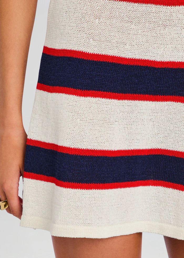 azriel knit mini dress SEROYA Azriel Knit Mini Dress in Eggshell Stripe