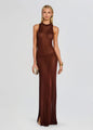 SER.O.YA - Henne Metallic Knit Maxi Dress - Rust