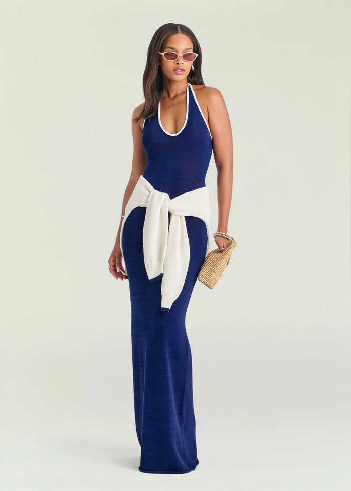 SEROYA Anora Knit Dress in Blue