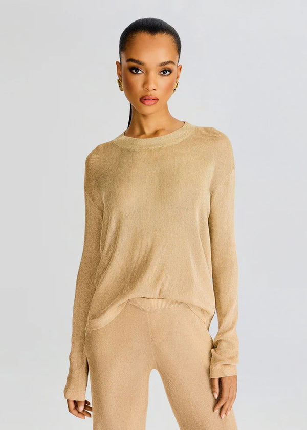 SER.O.YA - Hana Metallic Knit Top - Gold