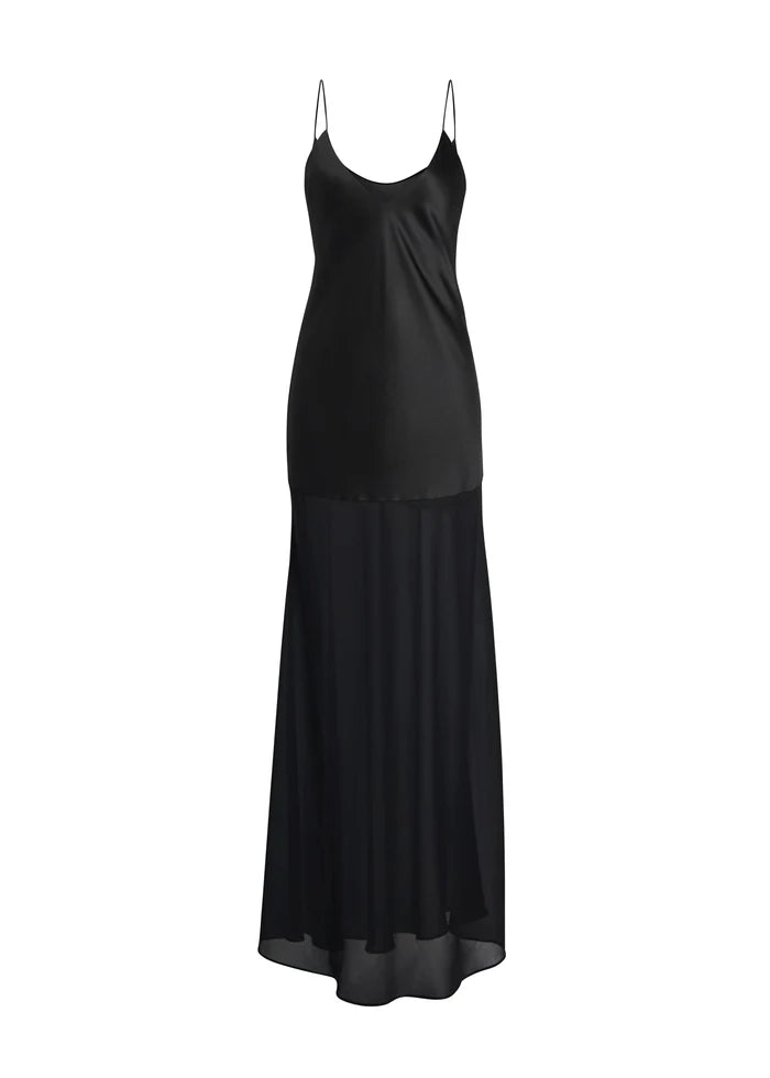 SER.O.YA - Vienna Satin Maxi Dress - Black