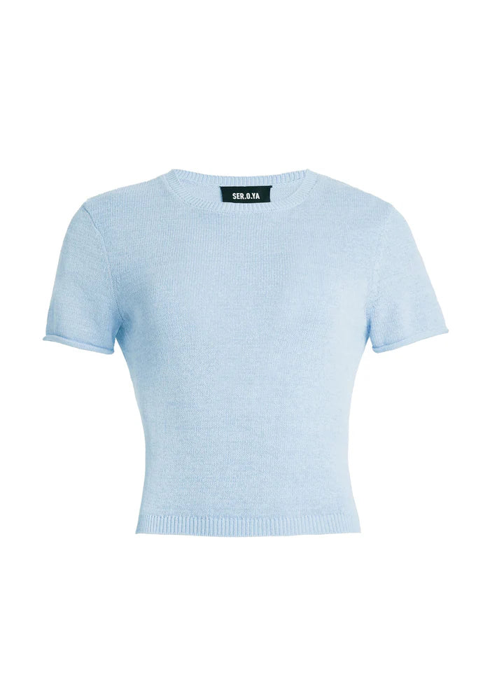 SER.O.YA - Clare Knit Baby Tee - Ice Blue
