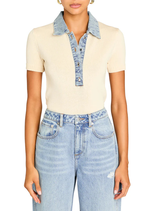 SER.O.YA - Erika Knit Top -  Eggshell/Coastline