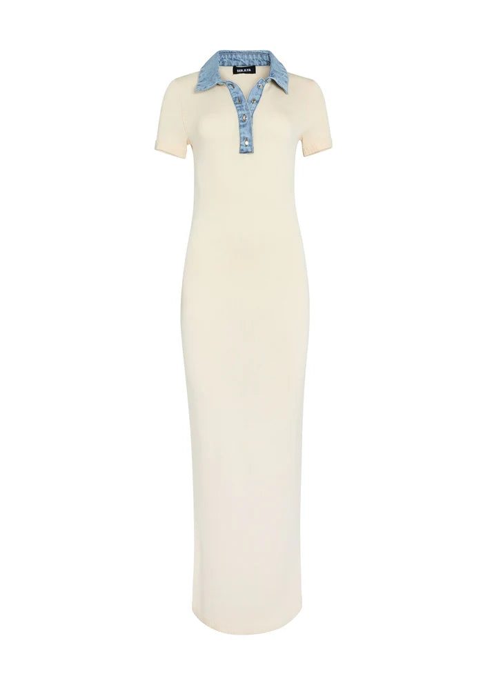 SER.O.YA - Reye Knit Maxi Dress - Eggshell/Coastline