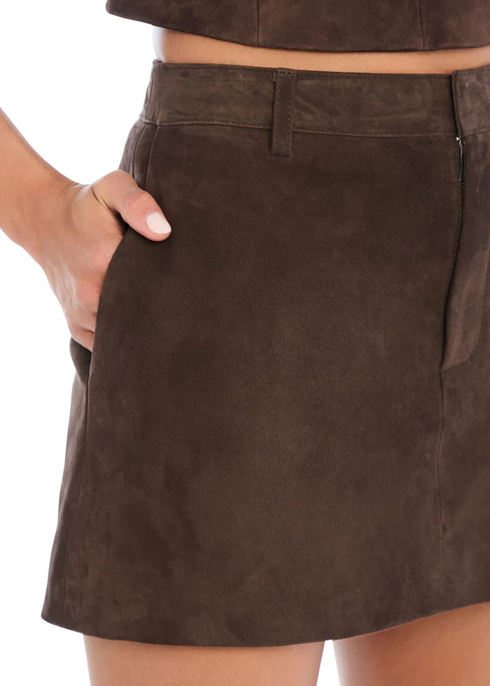 SER.O.YA - Torrance Suede Mini Skirt - Tobacco