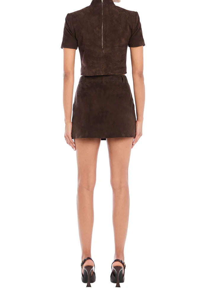 SER.O.YA - Torrance Suede Mini Skirt - Tobacco