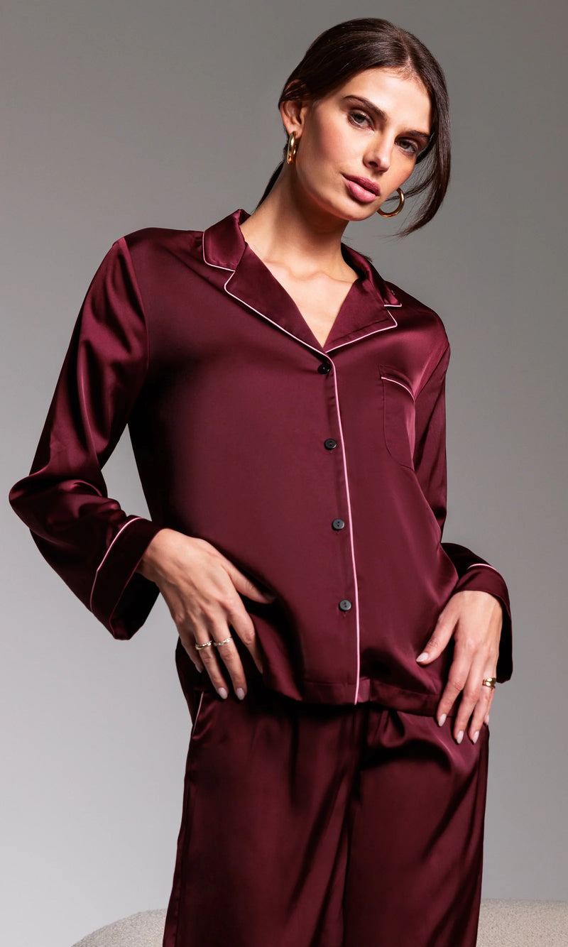 Generation Love - Elina Pajama Set - Malbec/Pink