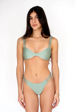 Vermelho - Knotted Bralette Top - Sage