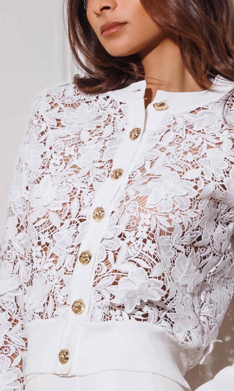 Generation Love - Erin 3D Butterfly Lace Cardigan - White
