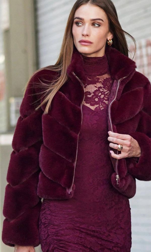 Generation Love - Brianna Faux Fur Jacket - Cabernet