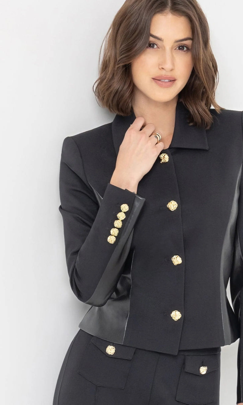 Generation Love - Robby Vegan Leather Combo Ponte Jacket - Black