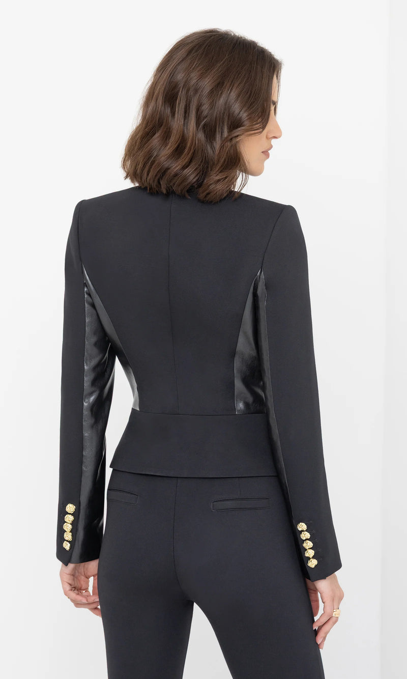 Generation Love - Robby Vegan Leather Combo Ponte Jacket - Black