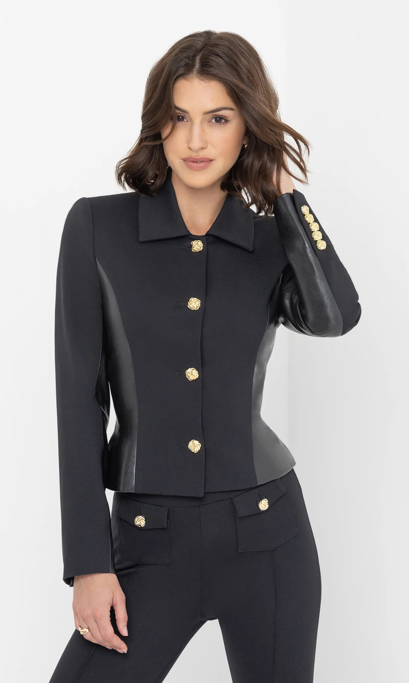 Generation Love - Robby Vegan Leather Combo Ponte Jacket - Black