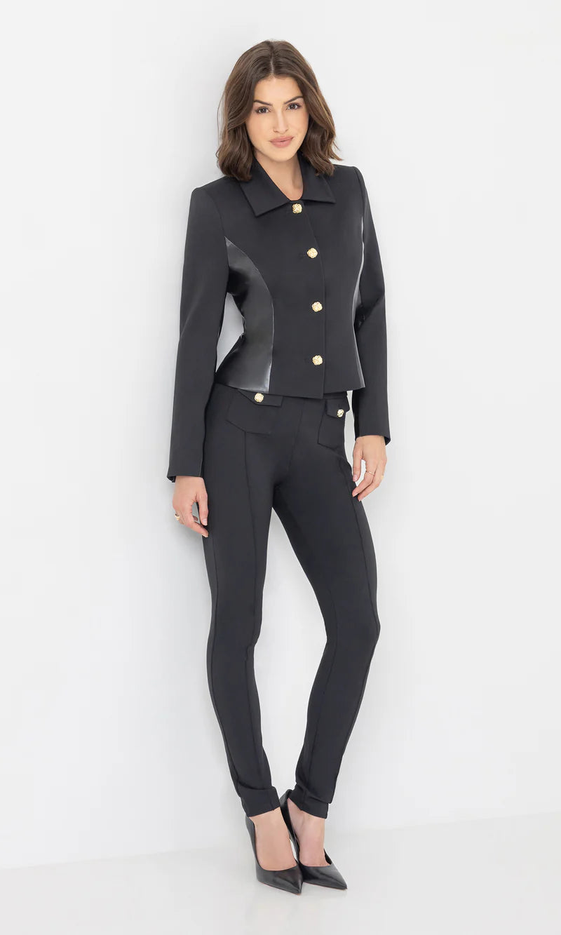 Generation Love - Robby Vegan Leather Combo Ponte Jacket - Black