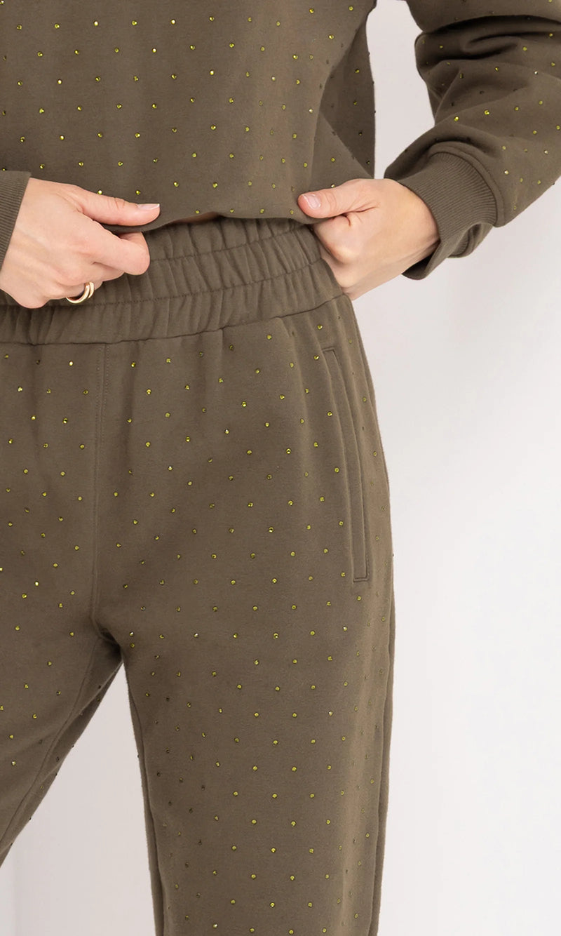 Generation Love - Ruel Crystal Sweatpants - Olive