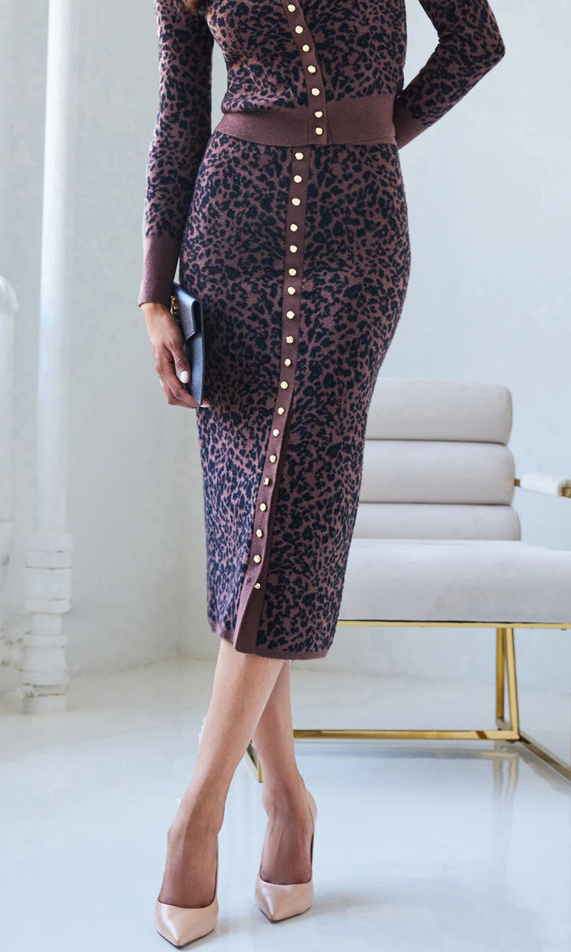 Generation Love - Primrose Jacquard Maxi Skirt - Brown/Black